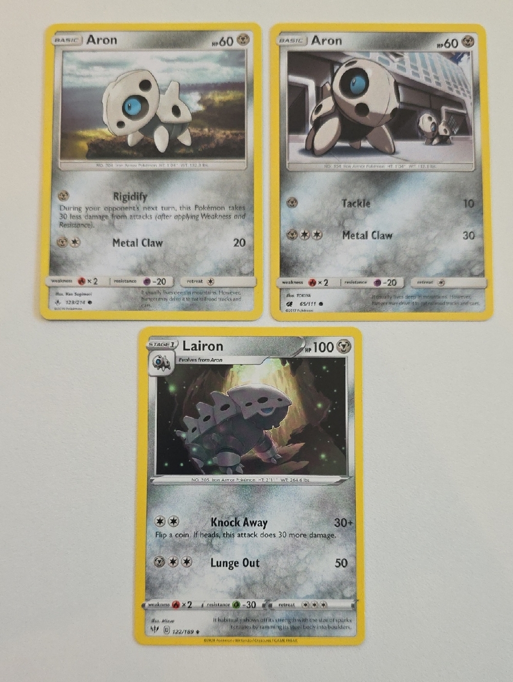 Pokemon Aron And Lairon Cards